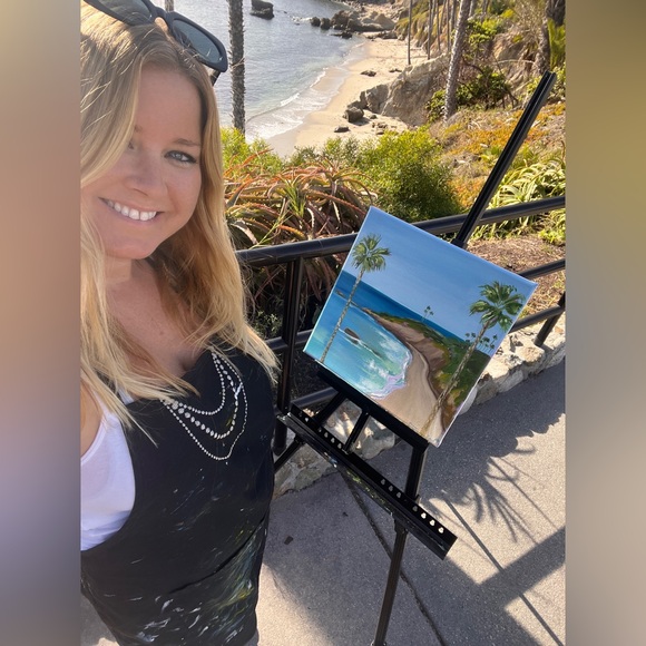 Laguna Beach Plein Air Oil Painting Original One Of A Kind 12 X 12 Inches - Picture 3 of 5
